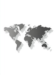 Obraz premium Gray world map, 3D effect, shadows