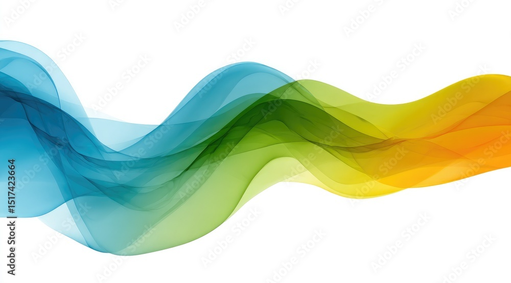 Poster abstract image featuring a flowing, wave-like design with a vibrant color gradient transitioning fro