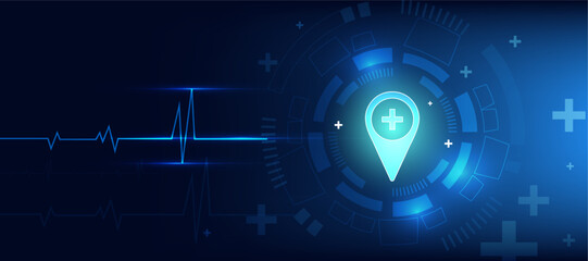 health care medical abstract blue background with healthcare symbol