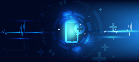 Obraz premium health care medical abstract blue background with healthcare symbol