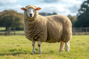 Fototapeta premium sheep portrait close up countryside background