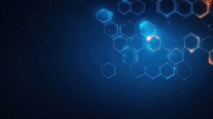 Fototapeta premium Abstract Dark Blue Hexagon Glowing Honeycomb Background - Vector Illustration for Technology, Science, Medical Concepts, Banner Design and Social Media Template
