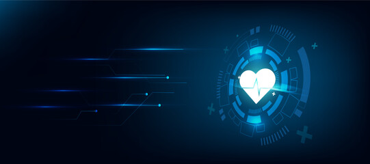 Healthcare background and technology concept with heart icons 