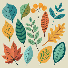 Vibrant Autumn Leaves. A Colorful Botanical Illustration