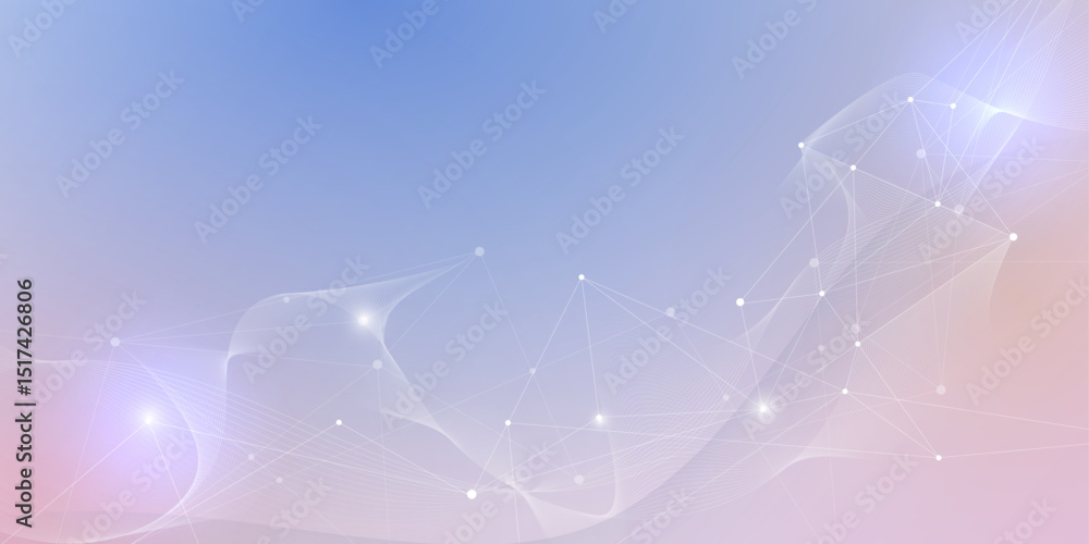 Leinwandbilder Vector network connection. Abstract mesh, molecular plexus line and cyberspace. Geometric line, dot on white background. Modern digital technology design for data, ai, science, futuristic background