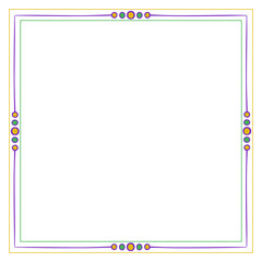 Elegant Square Frame with Green Purple and Yellow Lines and Circles