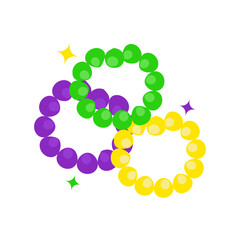 Festive Mardi Gras Beads in Green Purple and Yellow