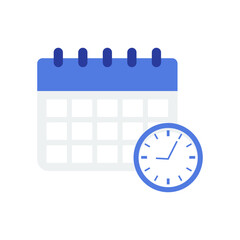Blue and White Calendar with Clock for Schedule and Time Management