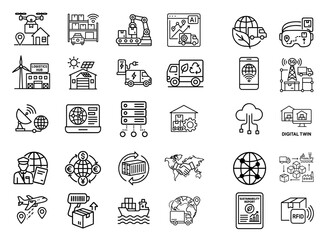 Logistics global network sustainability collection concept shown with technology icons