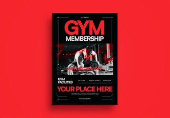 Red Utilitarian Gym Membership Offers Flyer Layout