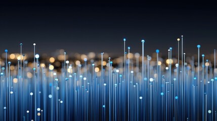 Abstract digital cityscape design with glowing lines.