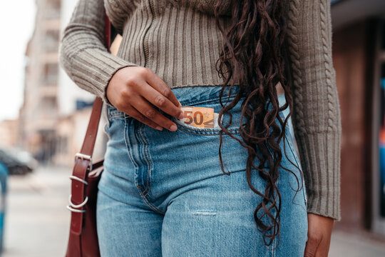 50 euros cash bill in pocket