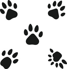 Fototapeta premium animal paw silhouettes set vector illustration for pet wildlife and veterinary themed designs 