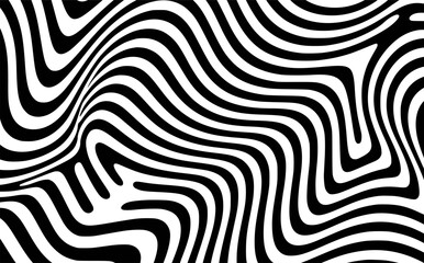 Abstract black and white wavy striped pattern design