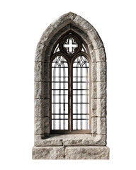 Obraz premium Architectural gothic window on black background casting soft light and shadows