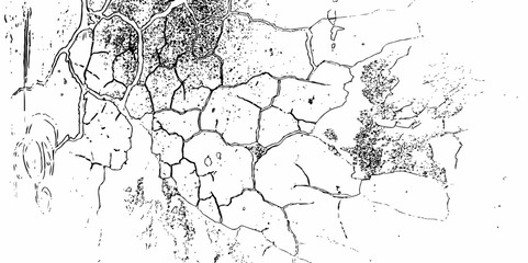 Dust or old grunge concrete building damaged grunge wall black and white texture effect white background.