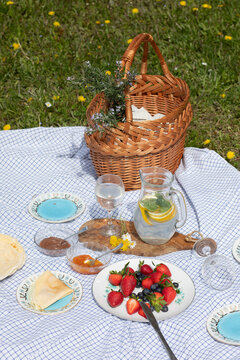 Colourful picnic setup