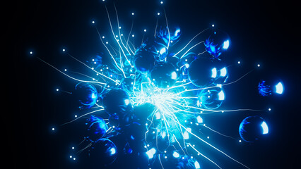 Dynamic electric explosion of particles in an abstract 3D environment