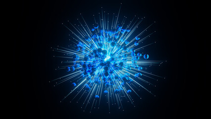 Dynamic electric explosion of particles in an abstract 3D environment