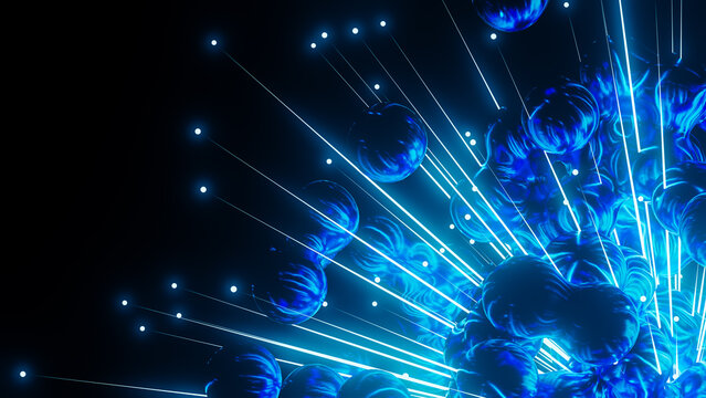 Dynamic electric explosion of particles in an abstract 3D environment