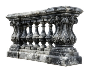 Elegant stone balustrade design garden architectural detail classic style side view isolated on transparent background