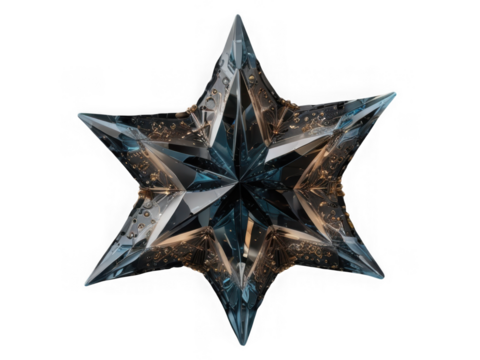 Crystal star shape isolated on transparent background