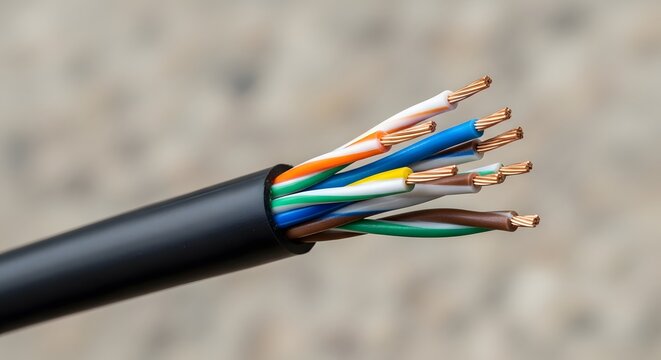Close-up of Ethernet Cable with Colorful Twisted Pair Wires for Network Connectivity