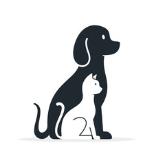 Dog and cat together symbol. Vector isolated icon