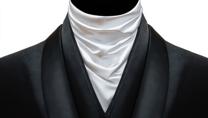 Formal black suit with white cravat