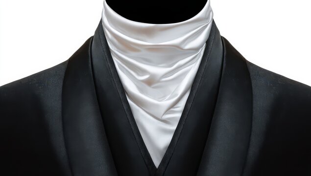 Formal black suit with white cravat