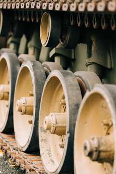 Military machinery wheels exhibit wear amidst ongoing conflict 