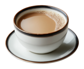 Delicious tea or coffee in a white cup cozy kitchen beverage warm atmosphere isolated on transparent background