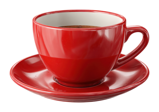 Sipping coffee in a red cup kitchen table food cozy atmosphere isolated on transparent background