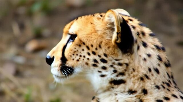 Cheetah looking to the side in a natural outdoor habitat  