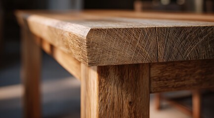 Close-up of a wooden table's edge