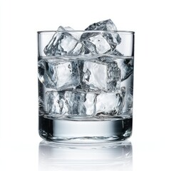 Clear glass tumbler filled with ice cubes (1)