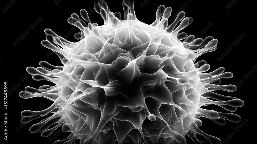 Poster detailed three-dimensional rendering of a virus.