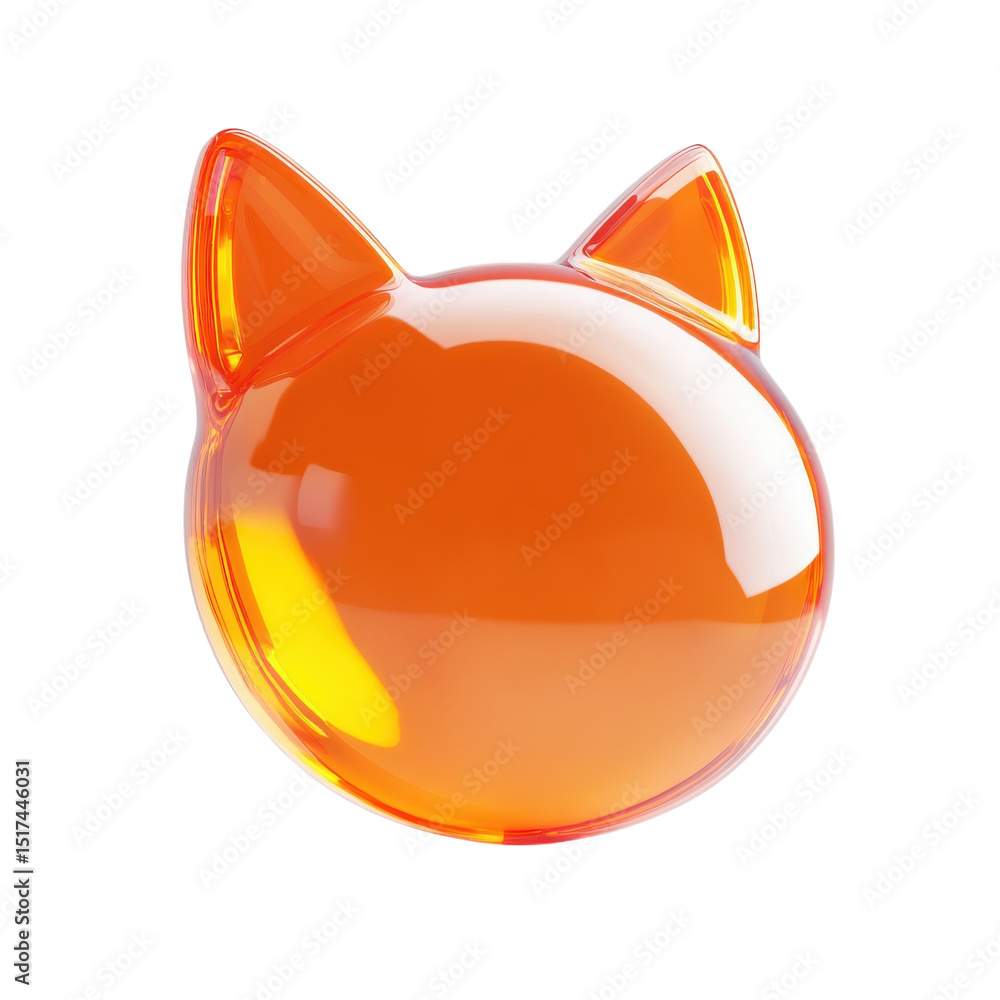 Fototapete gleaming amber cat head a sleek digital rendering evoking futuristic charm on transparent background