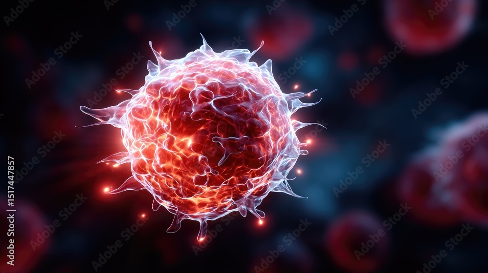 Poster close-up view of a virus particle.