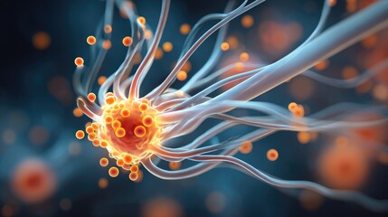 A microscopic illustration of a cell and its surroundings.