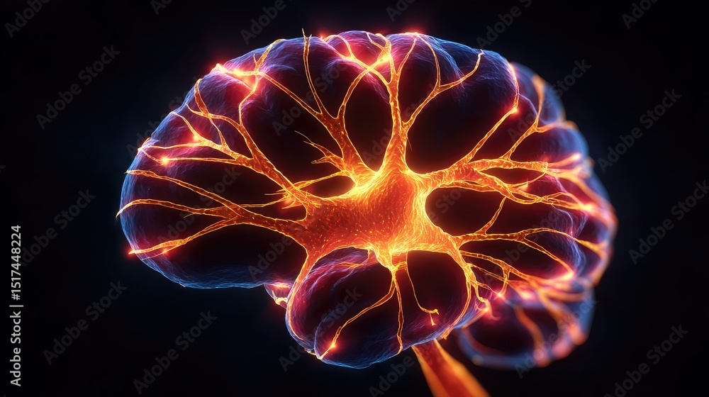 Poster detailed view of a neuron network within a brain.