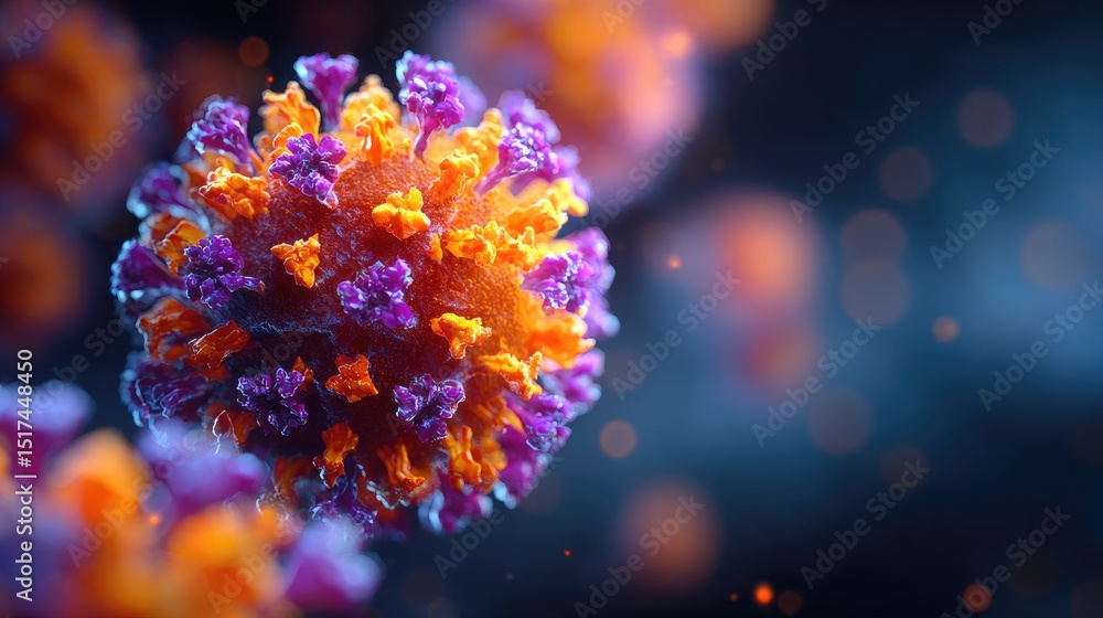 Poster close-up view of a virus particle.