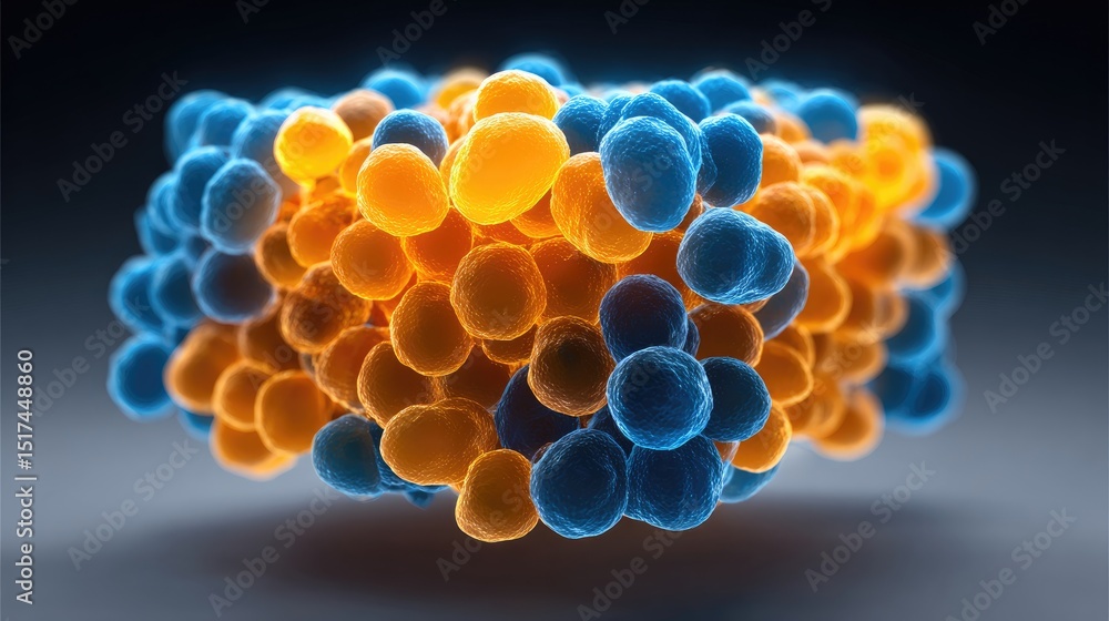 Poster close-up view of a cluster of microorganisms.