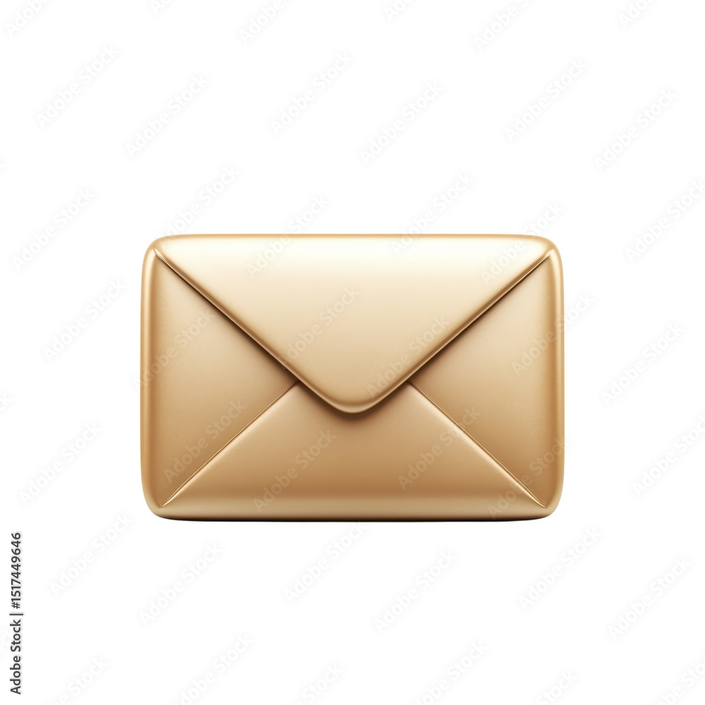 Poster a gleaming golden envelope hinting at new connections and exciting on transparent background