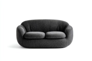 Dark gray, rounded, two-seater sofa