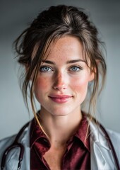 Trust in Care: Professional Female Doctor Portrait in Studio Lighting