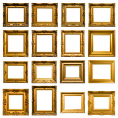 Ornate Gold Frames with Transparent Backgrounds:  Perfect for Digital Design Projects