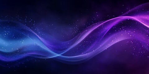 Fototapeta premium Abstract purple and blue wave background with glowing particles
