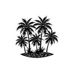 Tropical beach with palm tree silhouettes, a perfect summer vacation nature illustration