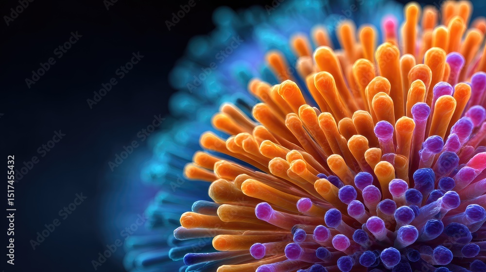 Poster close-up view of intricate viral structures.